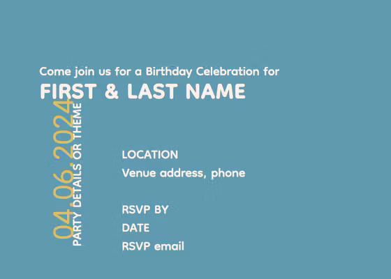 Template Elegant Blue Birthday Celebration Invitation Template