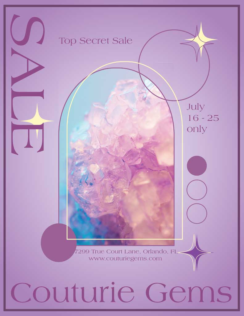 Lavender Hues Gemstone Sale Poster Design