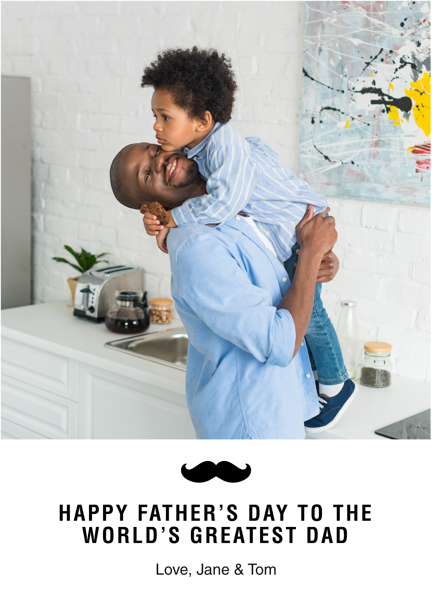 Blue and White Father's Day Post Celebratory Design