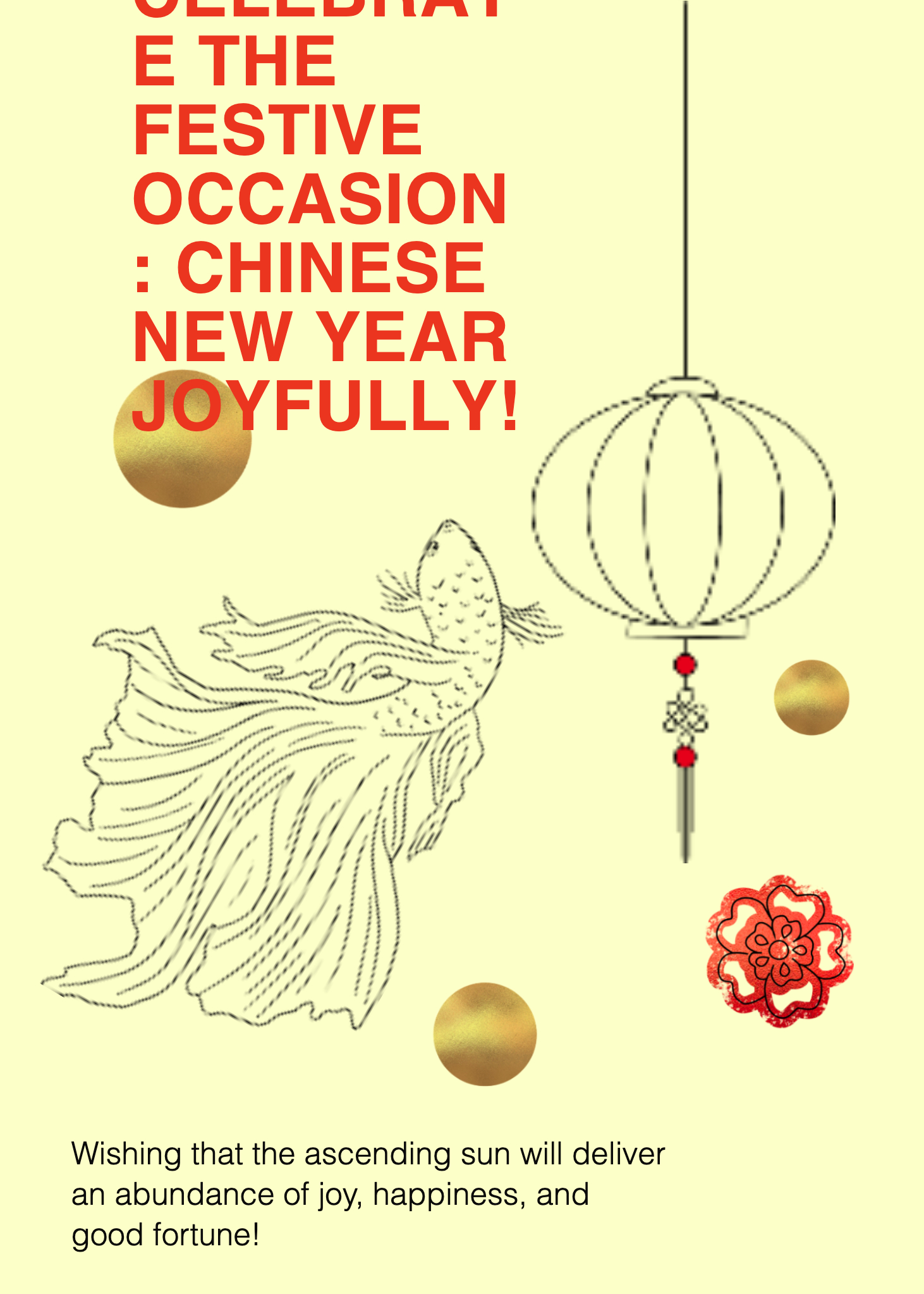 Elegant Chinese New Year Celebration Poster Gold Red