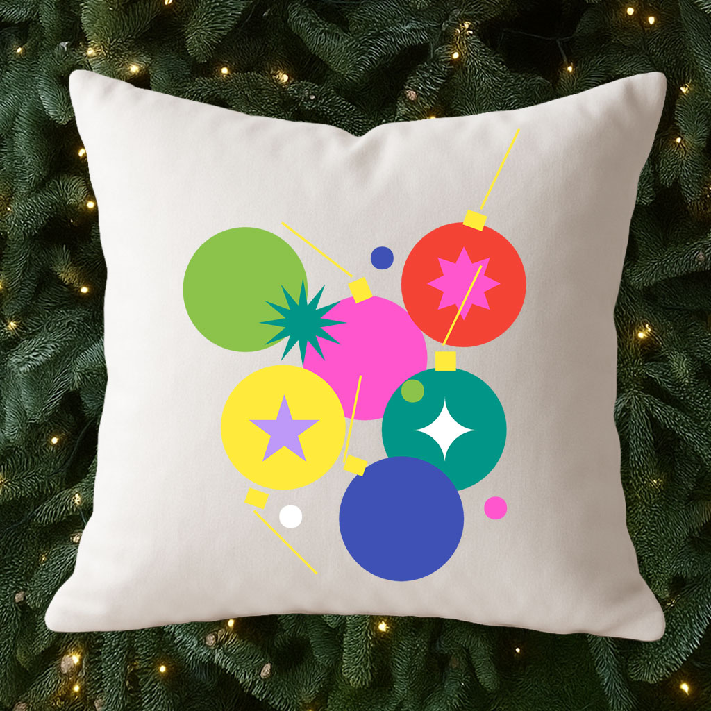 Template Vibrant Ornament Design Pillow Case in White