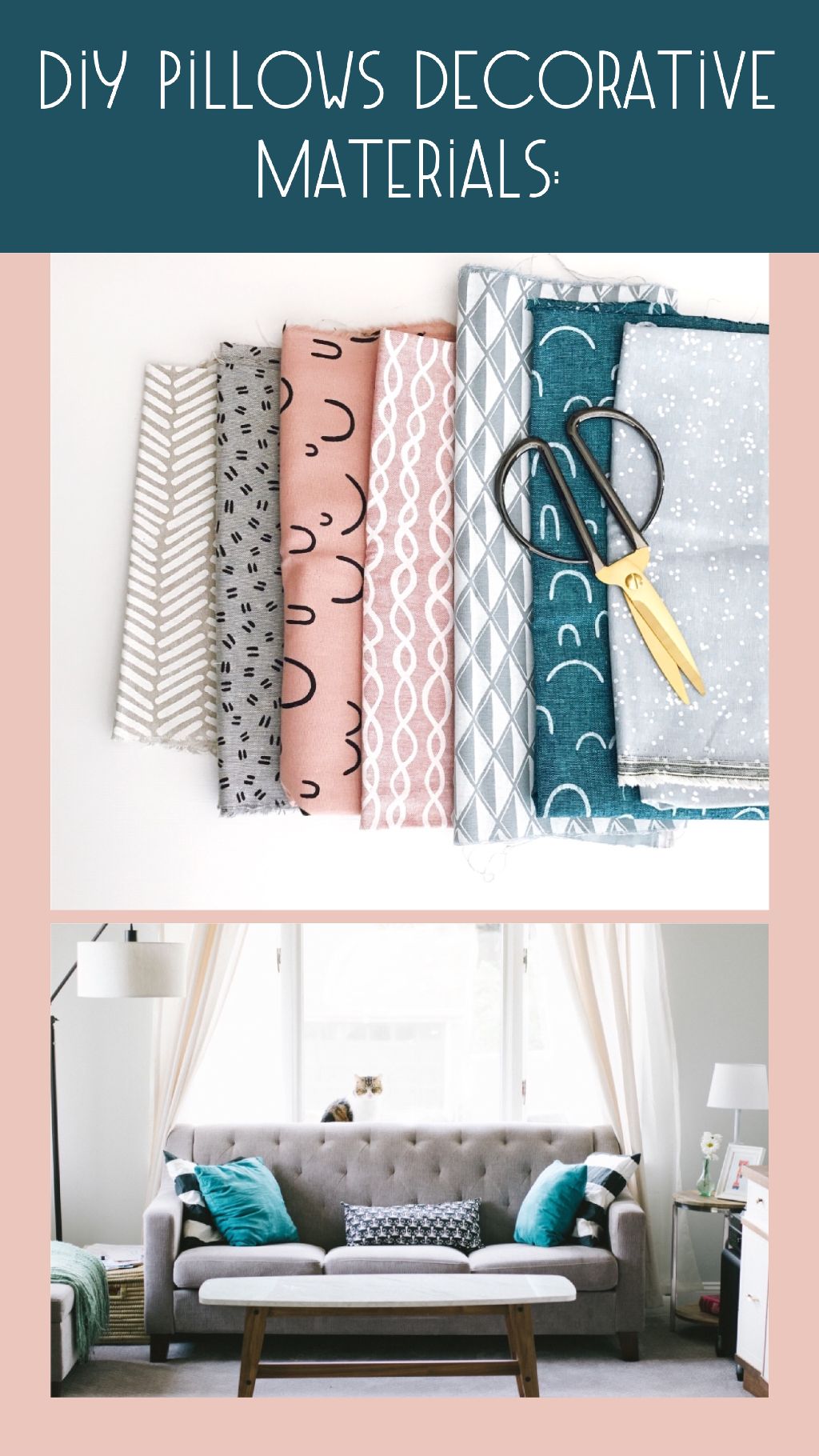 Chic Teal and Pink DIY Pillow Materials Poster