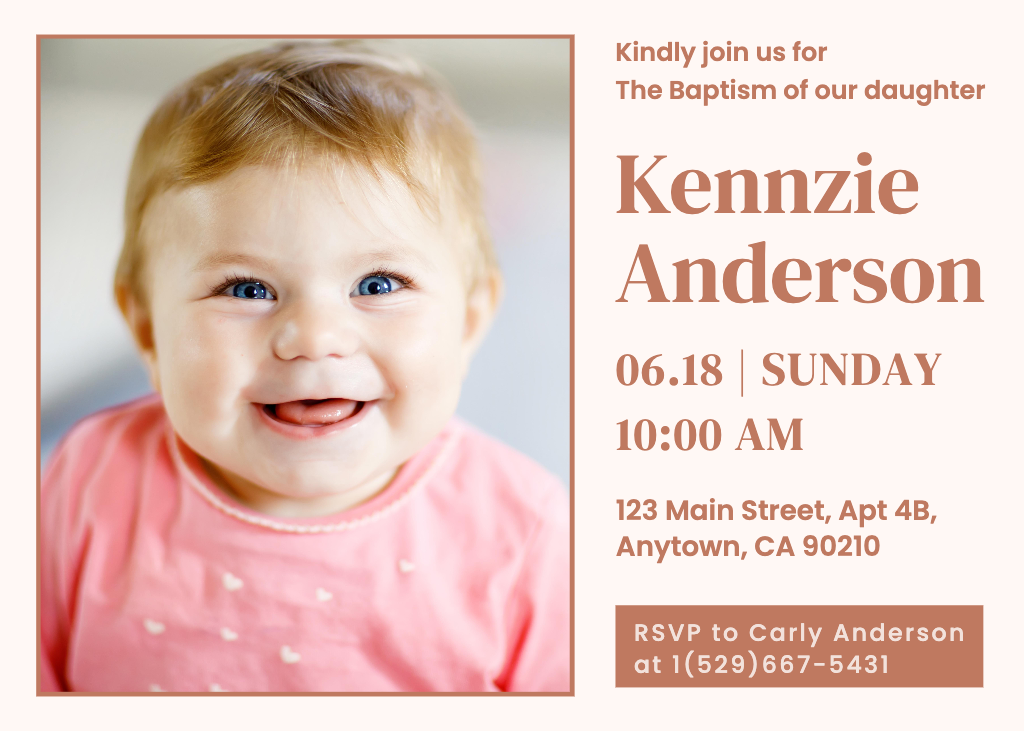 Template Elegant Blue Floral Baptism Invitation Post