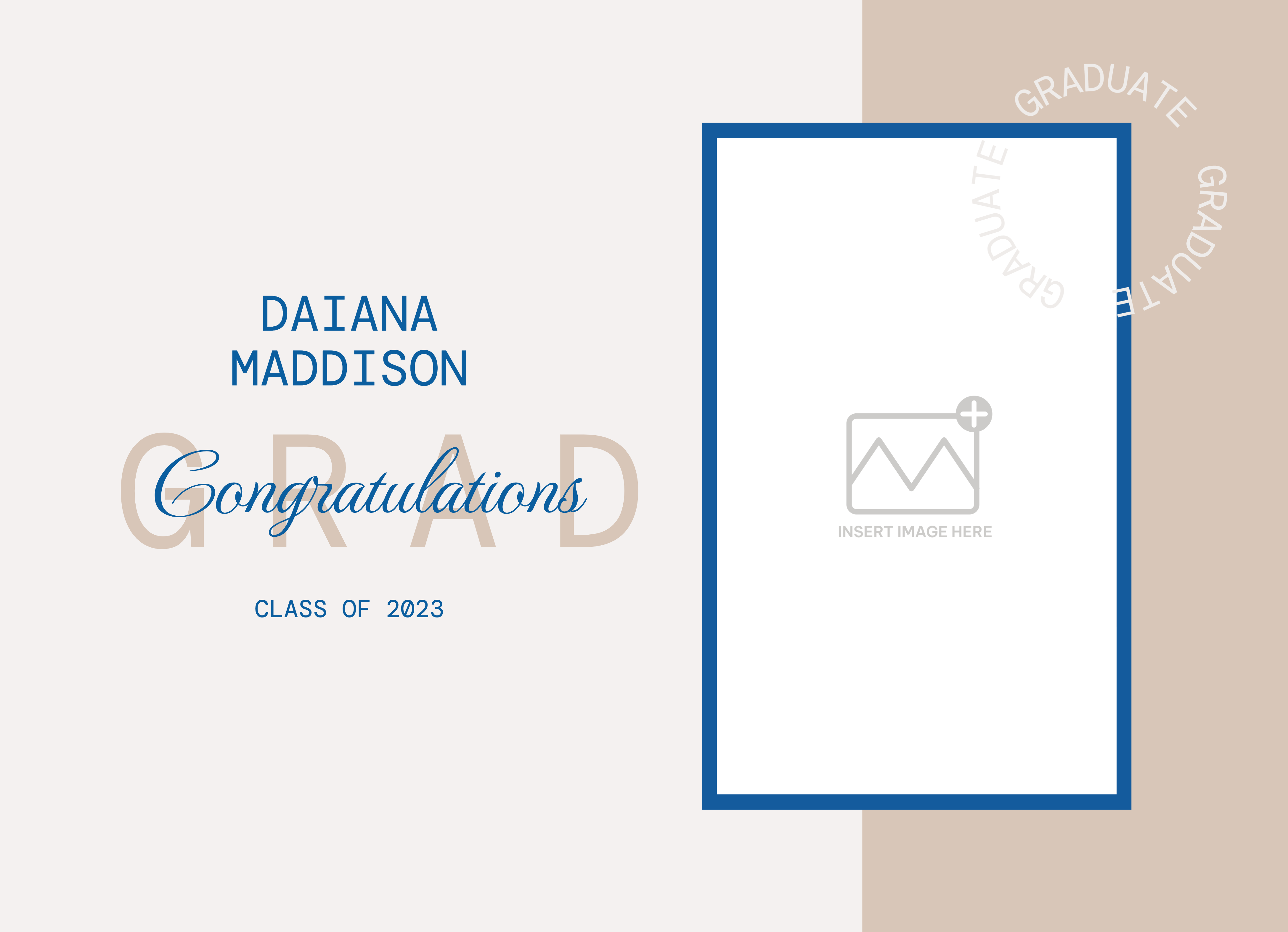 Template Elegant Blue and Beige Graduation Poster Design