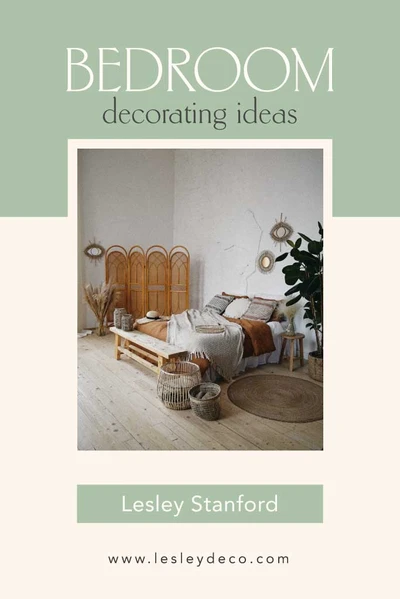 Template Chic Bedroom Decor Tips Poster in Sage and Beige