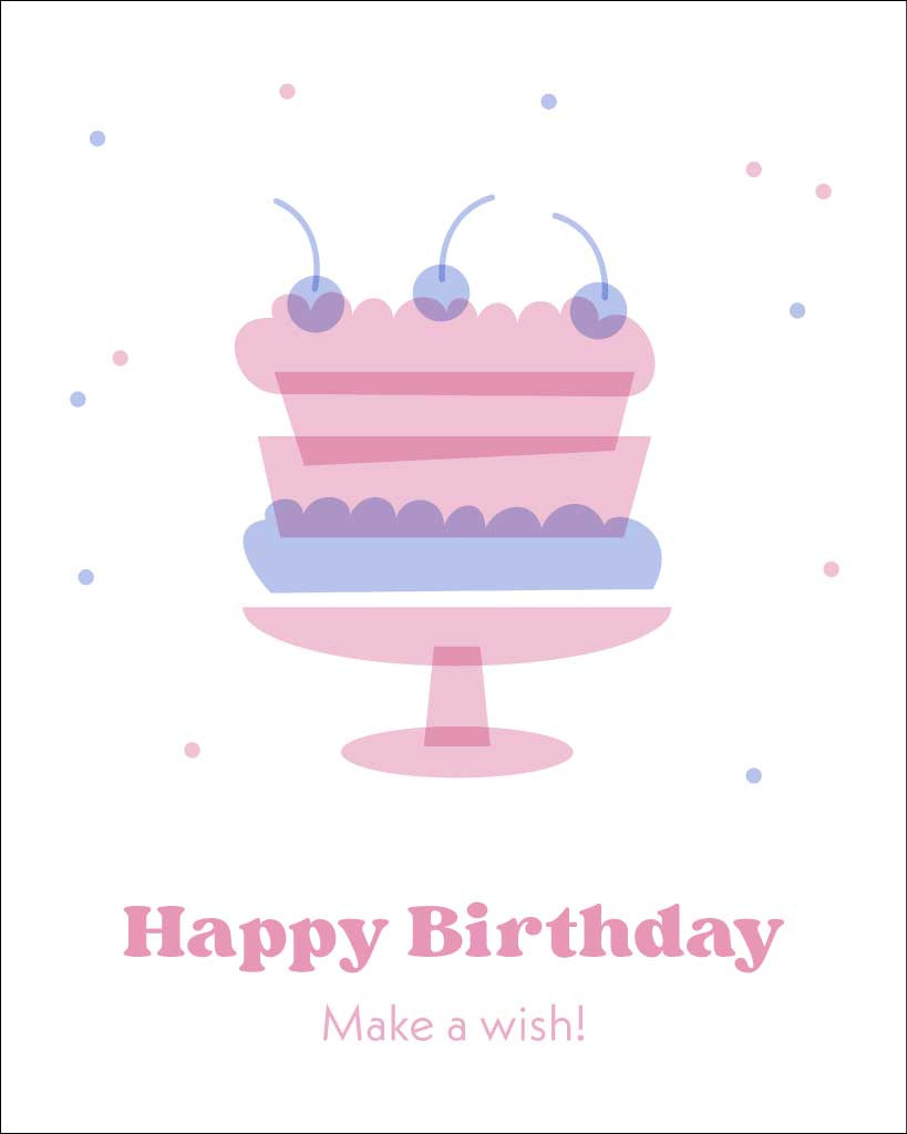 Template Cheerful Pink Birthday Cake Celebration Poster