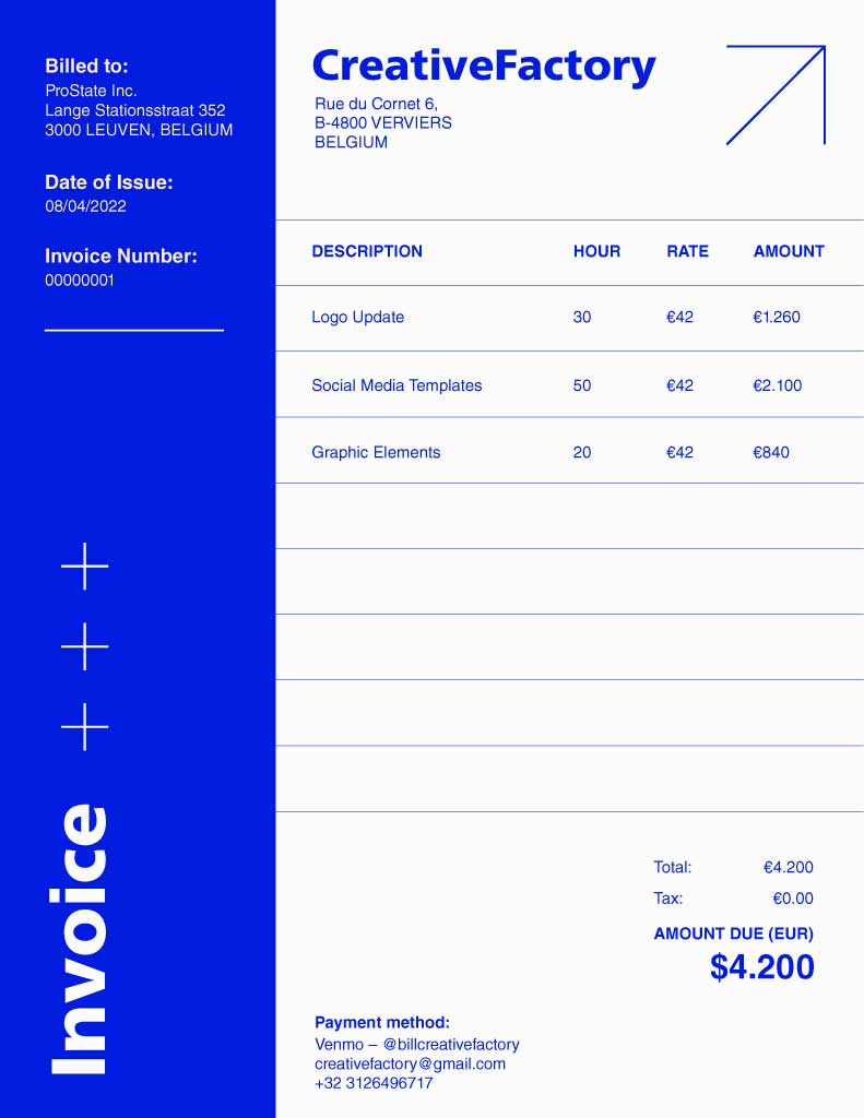 Professional Blue Invoice Template Design