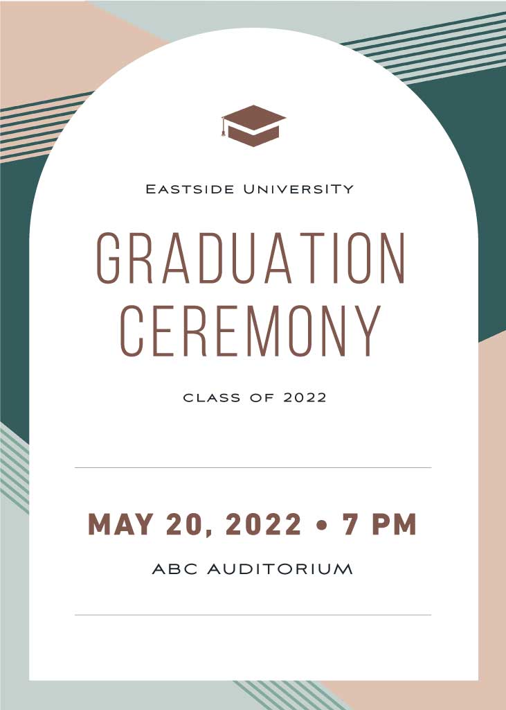 Elegant Graduation Ceremony Poster Peach Green