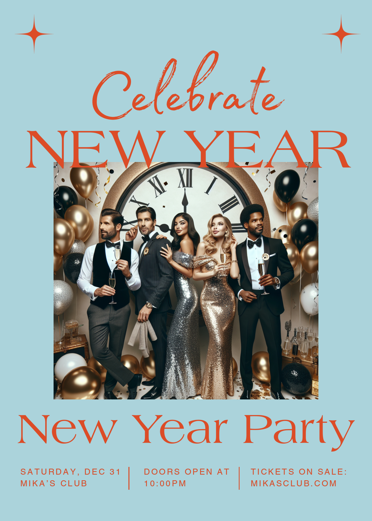 Vibrant Red New Year Party Poster