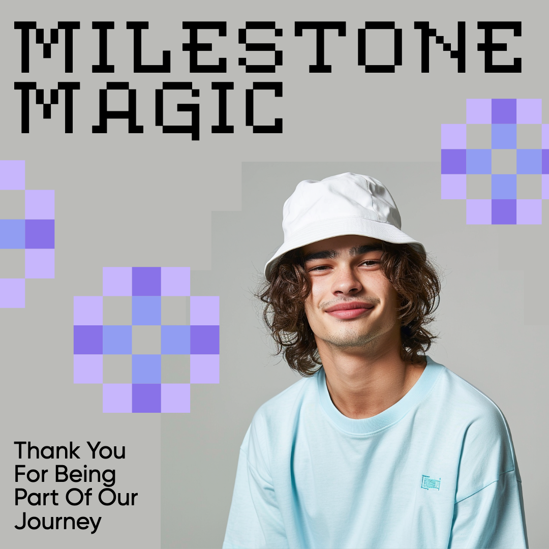 Milestone Magic Gratitude Instagram Post in Blue