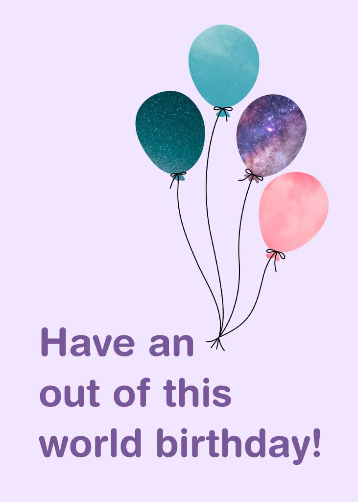 Galactic Birthday Greeting Poster in Lilac