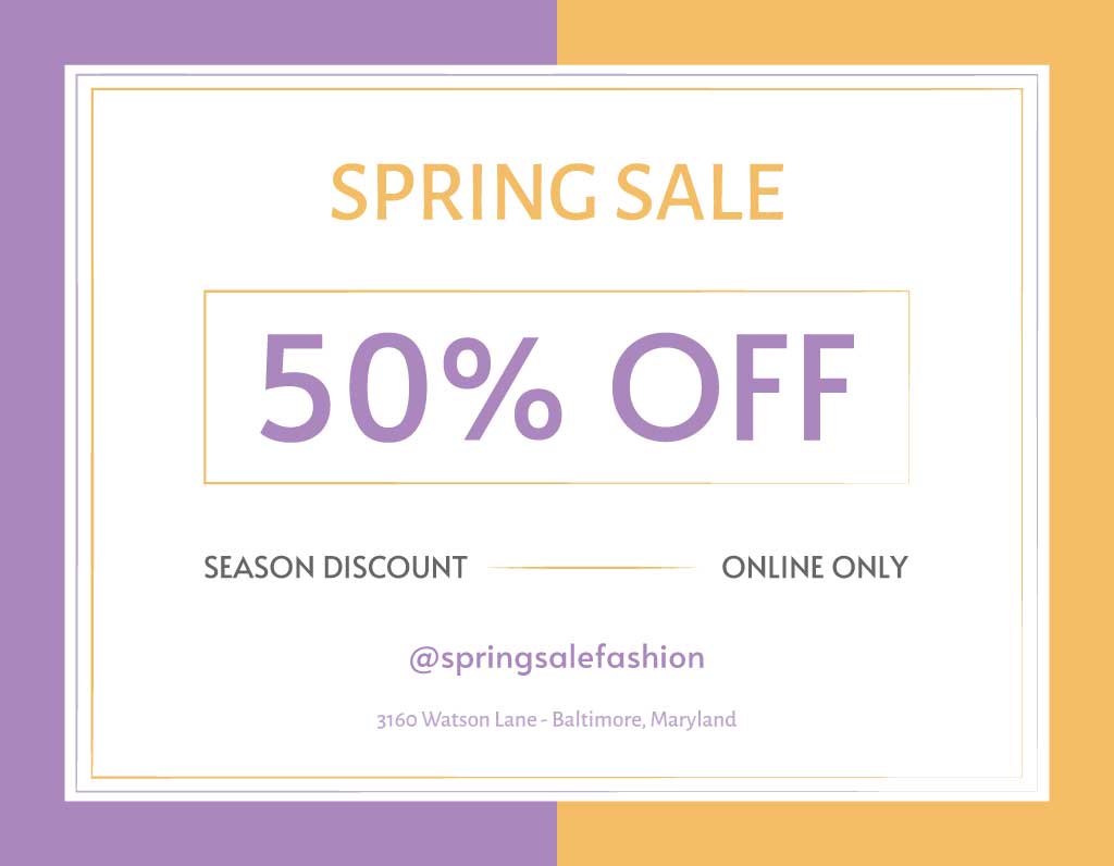 Spring Sale Poster in Purple and Yellow Hues