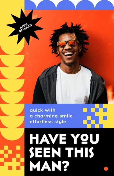 Template Eye-Catching Orange and Blue Missing Person Poster