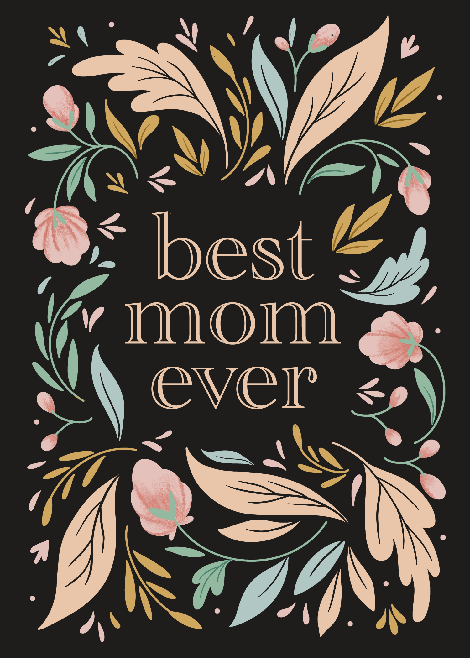 Elegant Black Floral Mother's Day Poster