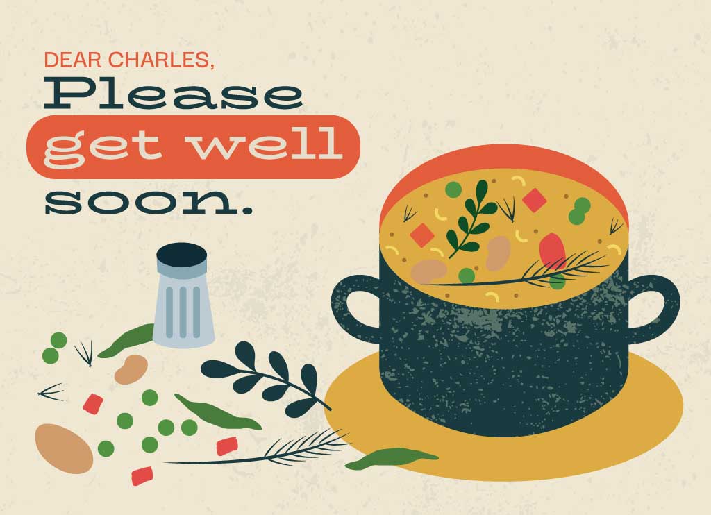 Warm Get Well Soon Soup Postcard Design