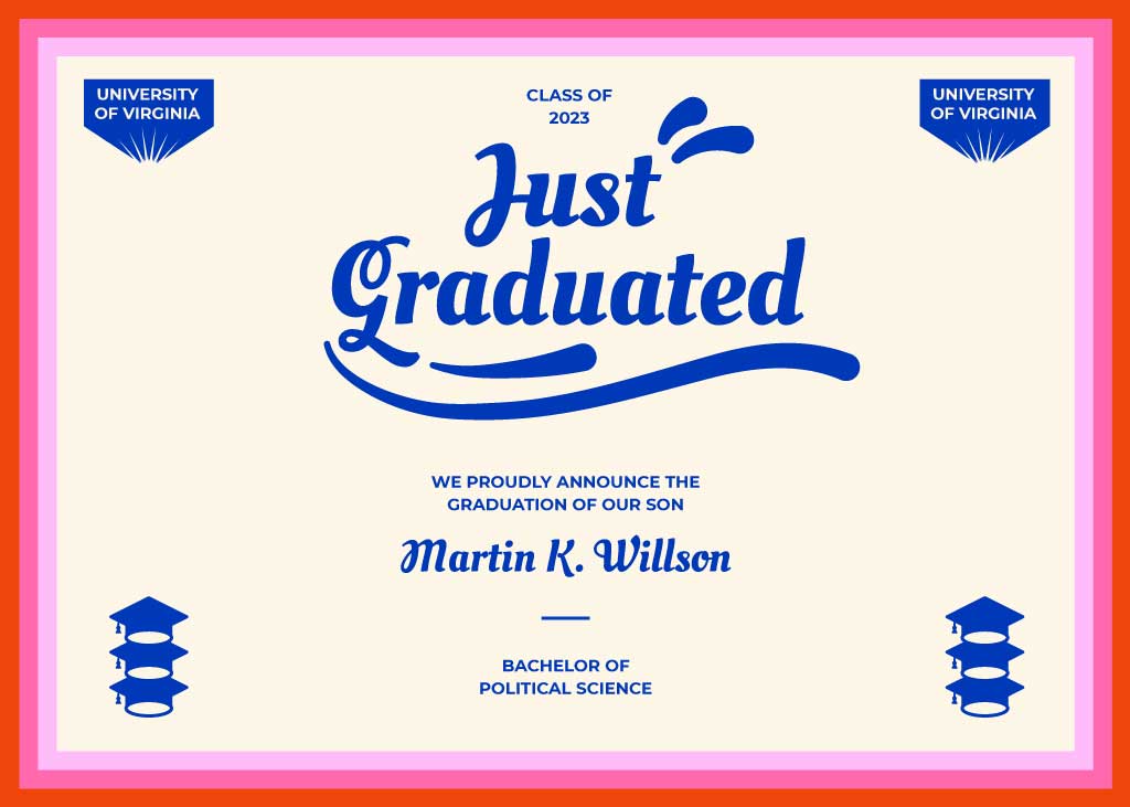 Elegant Blue Graduation Announcement Poster Template