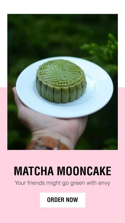 Template Matcha Mooncake Ad Pink and Green Delight