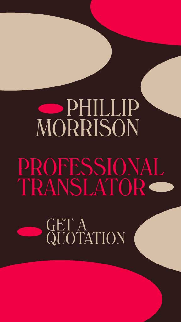 Template Bold Red and Brown Translator Ad Design