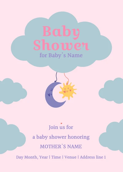 Charming Sky Blue and Pink Baby Shower Invitation Post