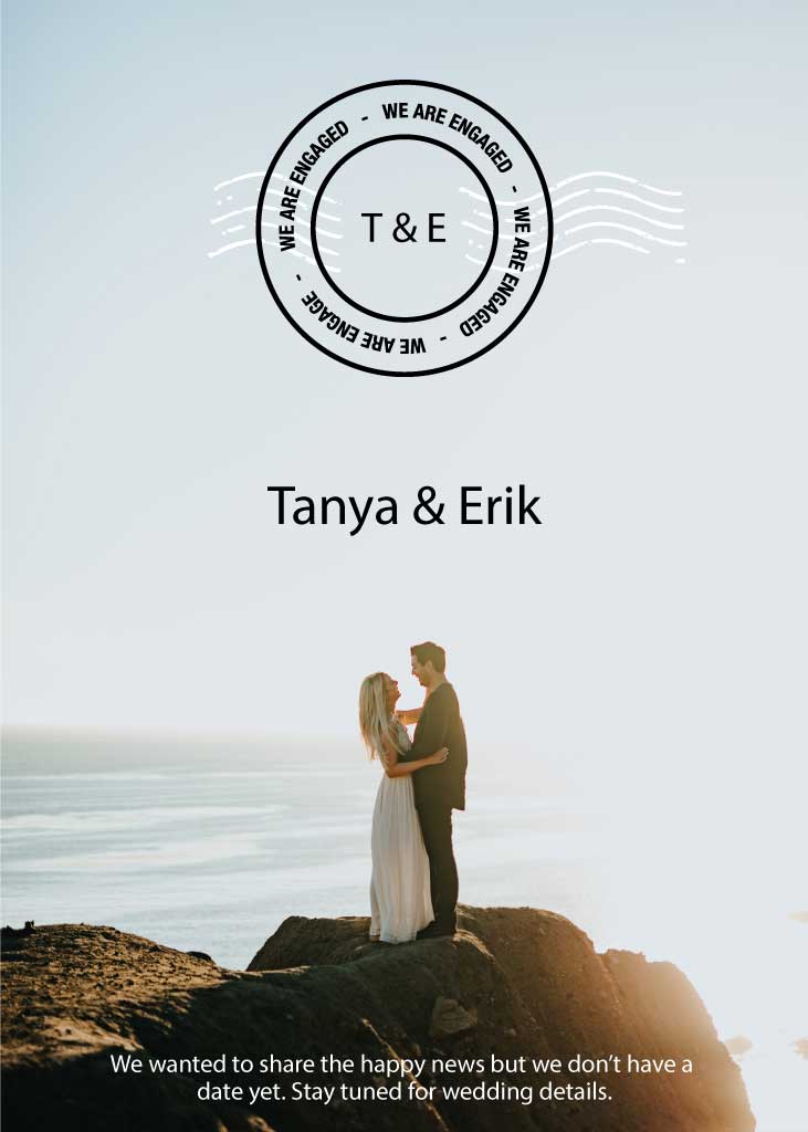 Elegant Seaside Engagement Announcement Post