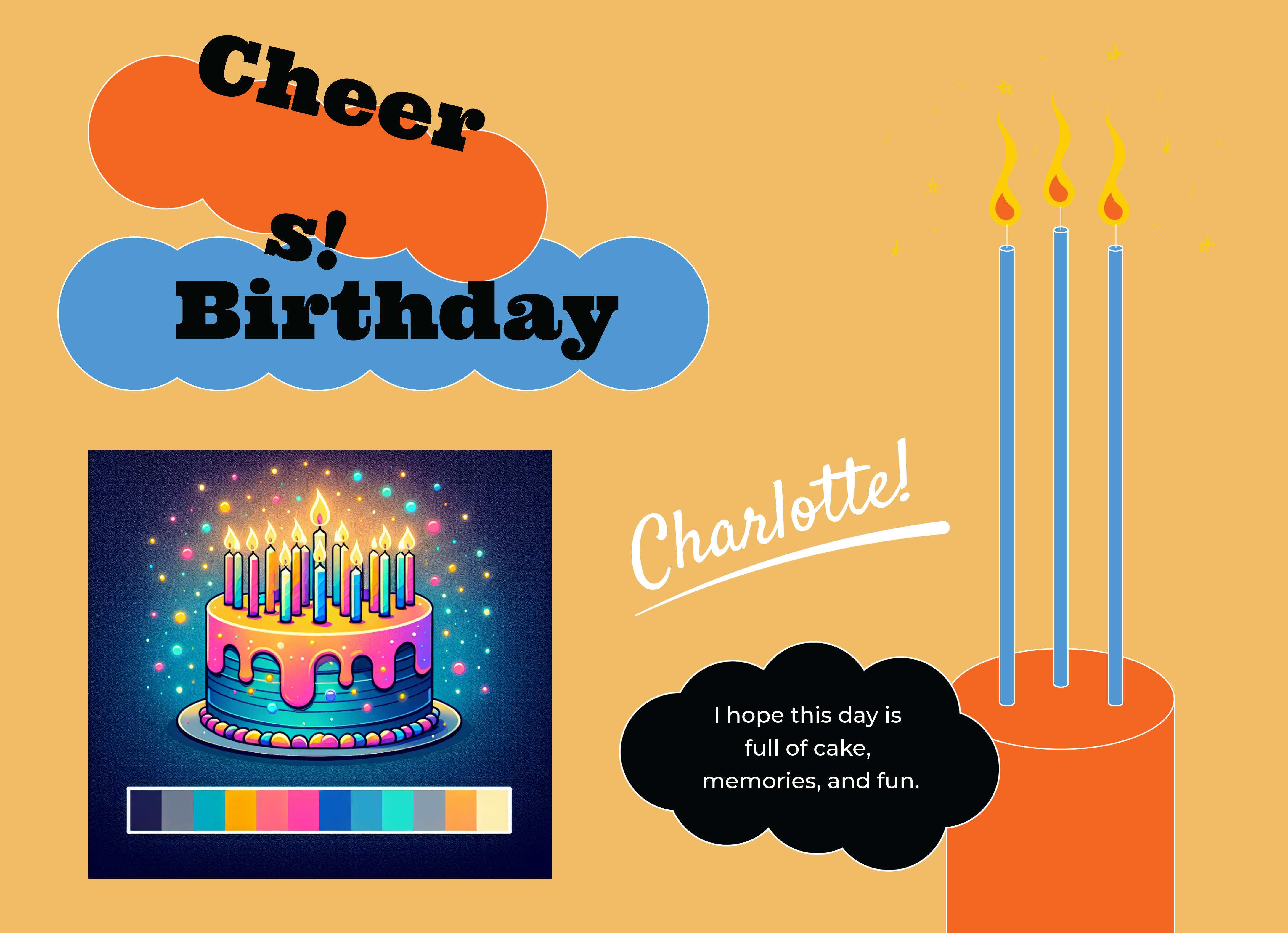 Vibrant Black and Orange Birthday Poster Design