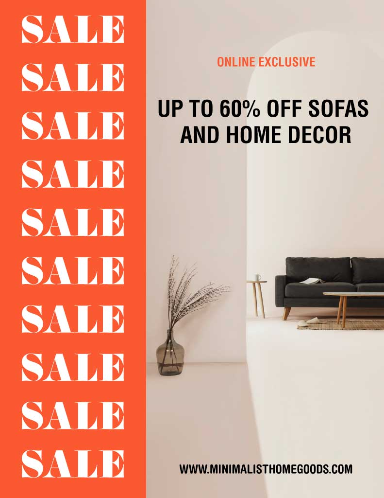 Chic Orange Sale Poster for Home Decor Discounts