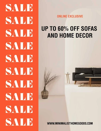 Template Chic Orange Sale Poster for Home Decor Discounts