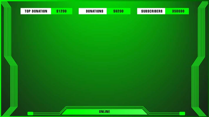 Template Green Neon Streaming Overlay Template