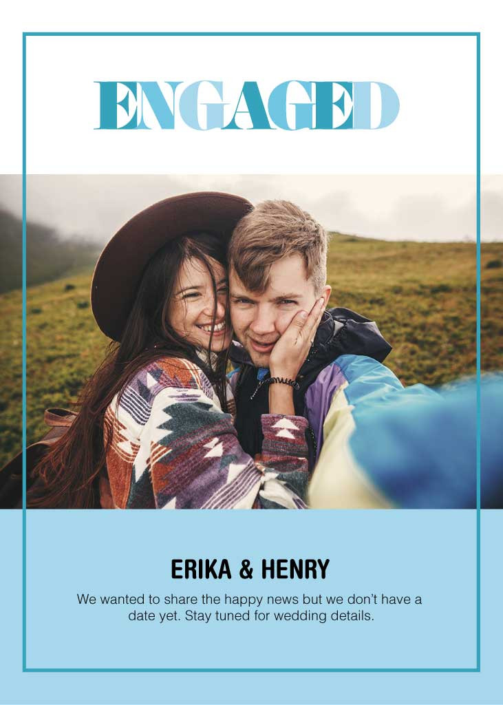 Template Chic Teal Engagement Announcement Post