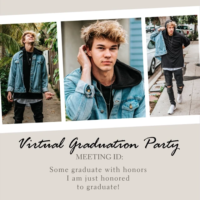 Template Stylish Blue Denim Virtual Graduation Post