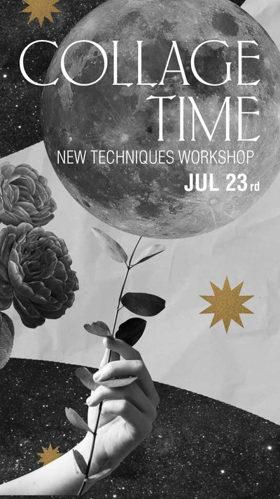 Template Moonlit Collage Workshop Poster Design