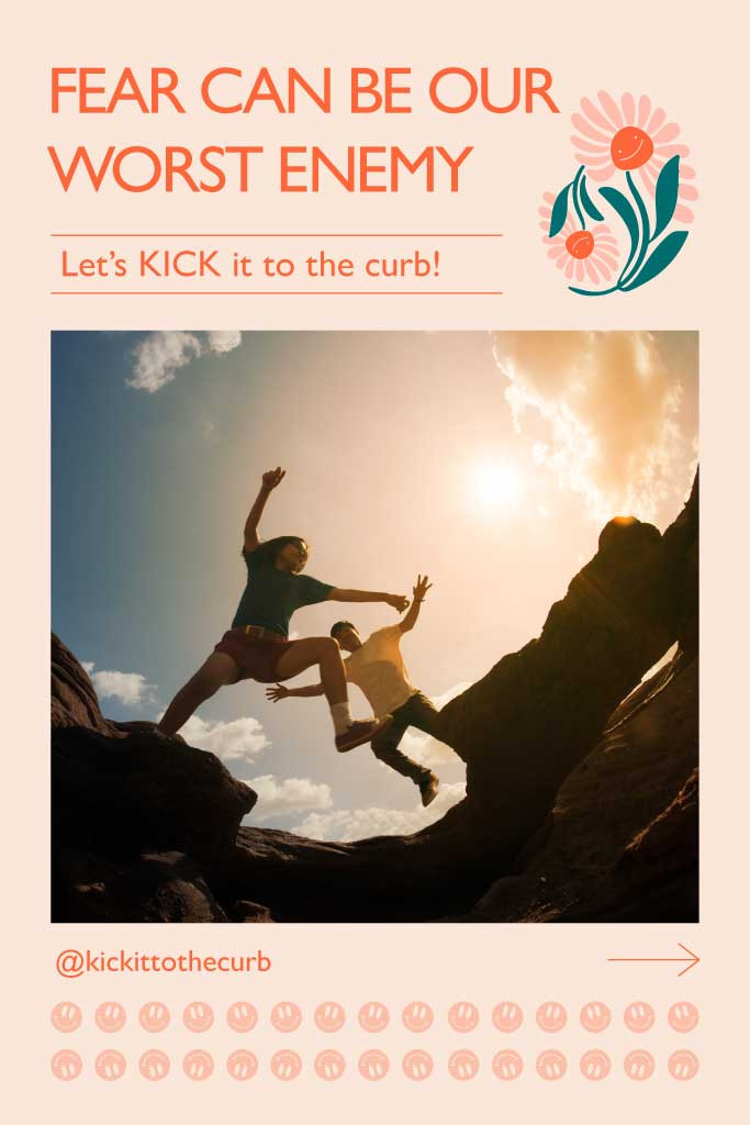 Conquer Fears Motivational Poster Design in Coral