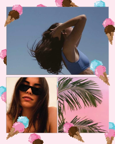 Template Summer Vibes Blue Pink Fashion Poster