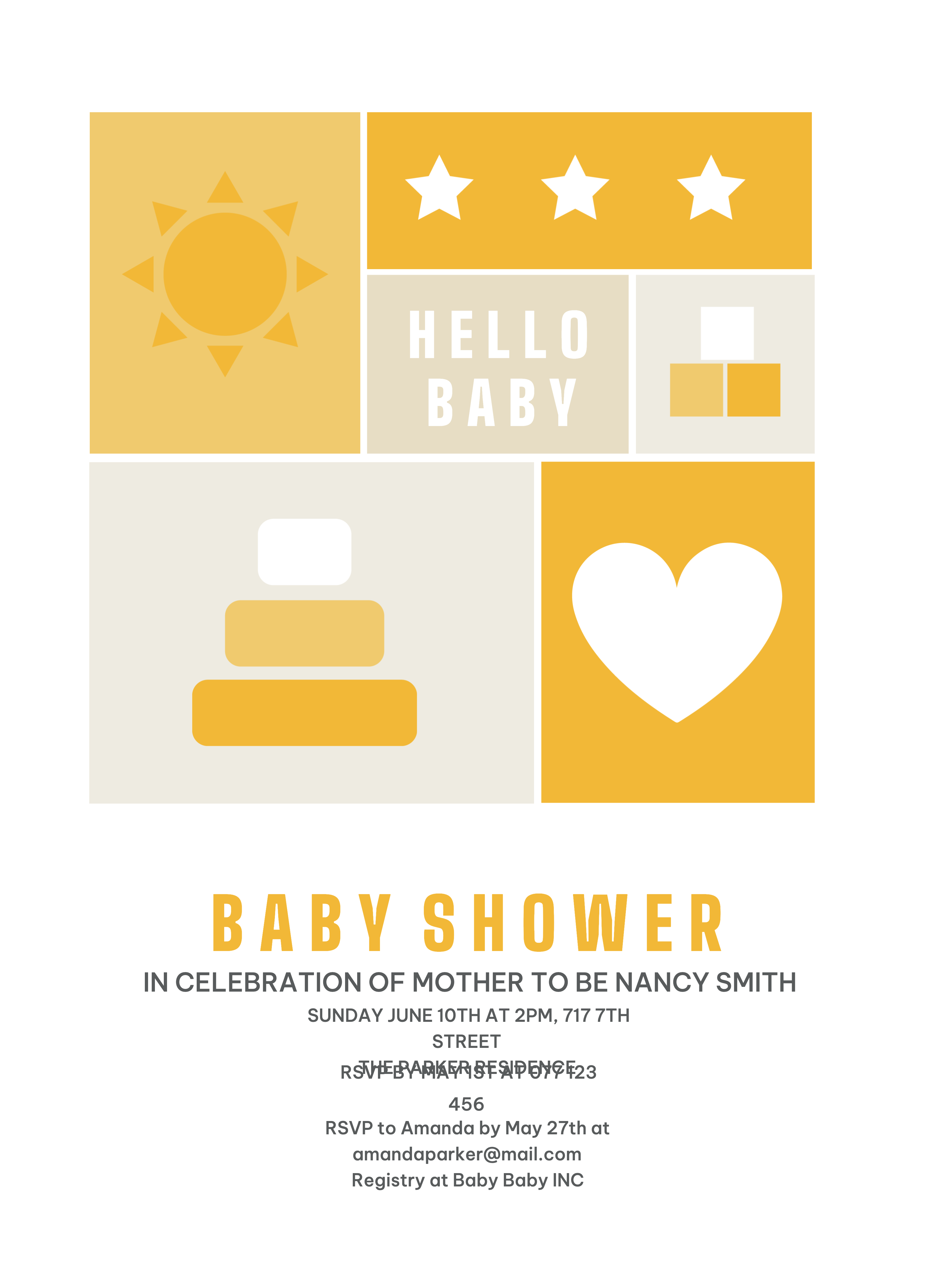 Sunny Yellow Baby Shower Invitation Poster