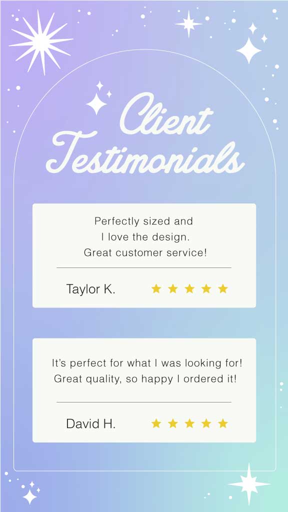 Elegant Blue Purple Client Testimonials Poster