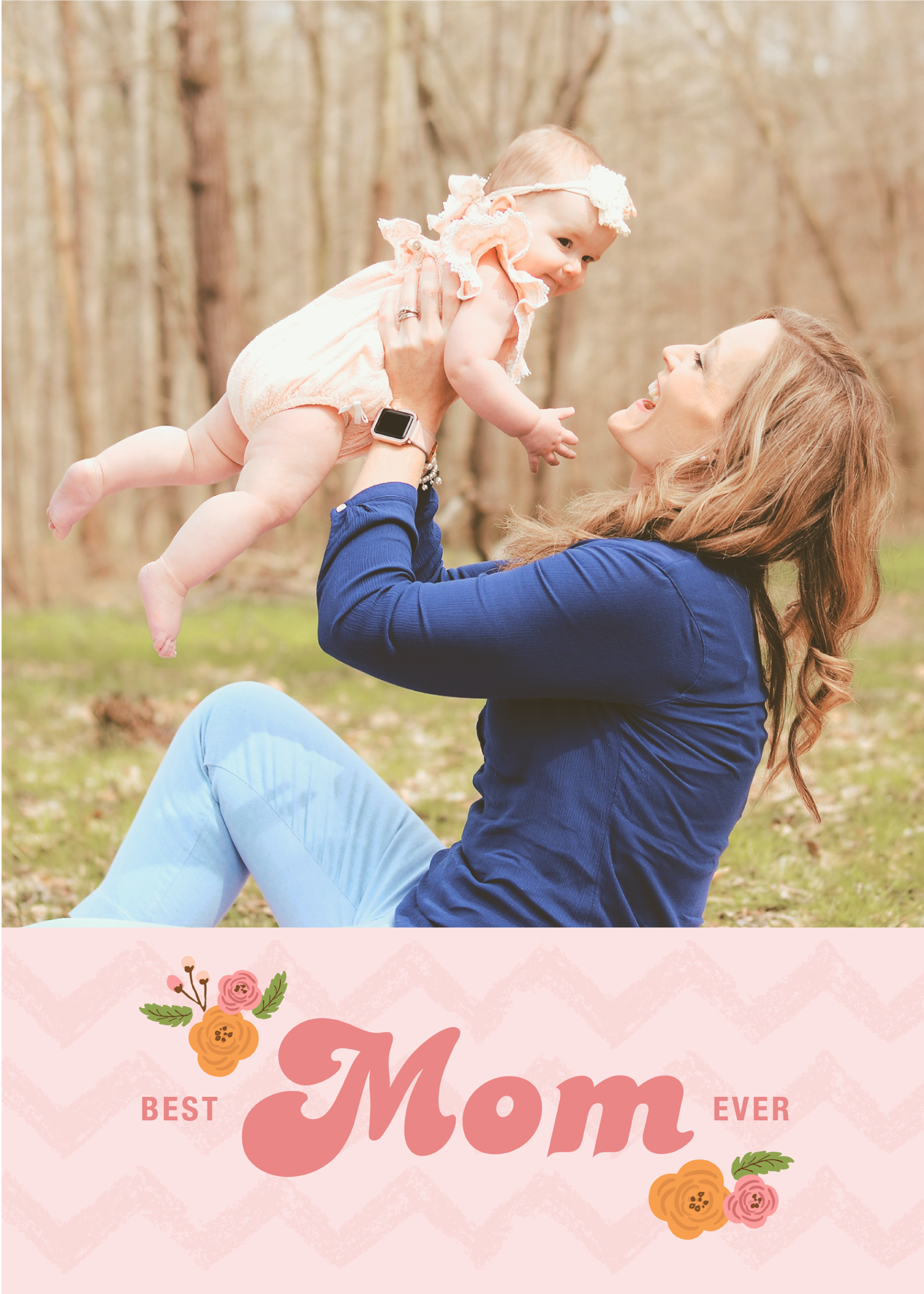 Template Cherished Moments Mom and Baby Poster Peach