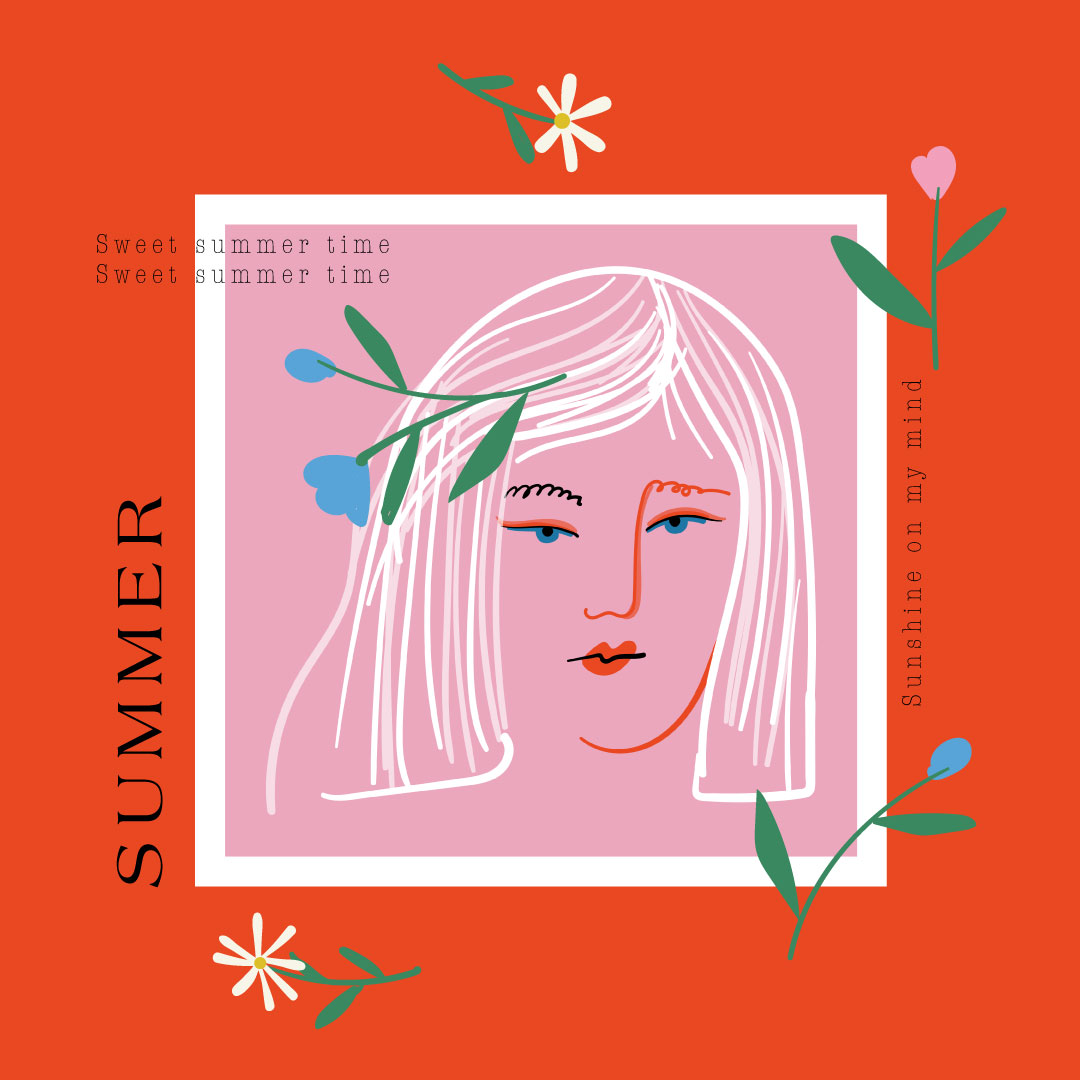 Summer Vibes Orange Pink Post Template