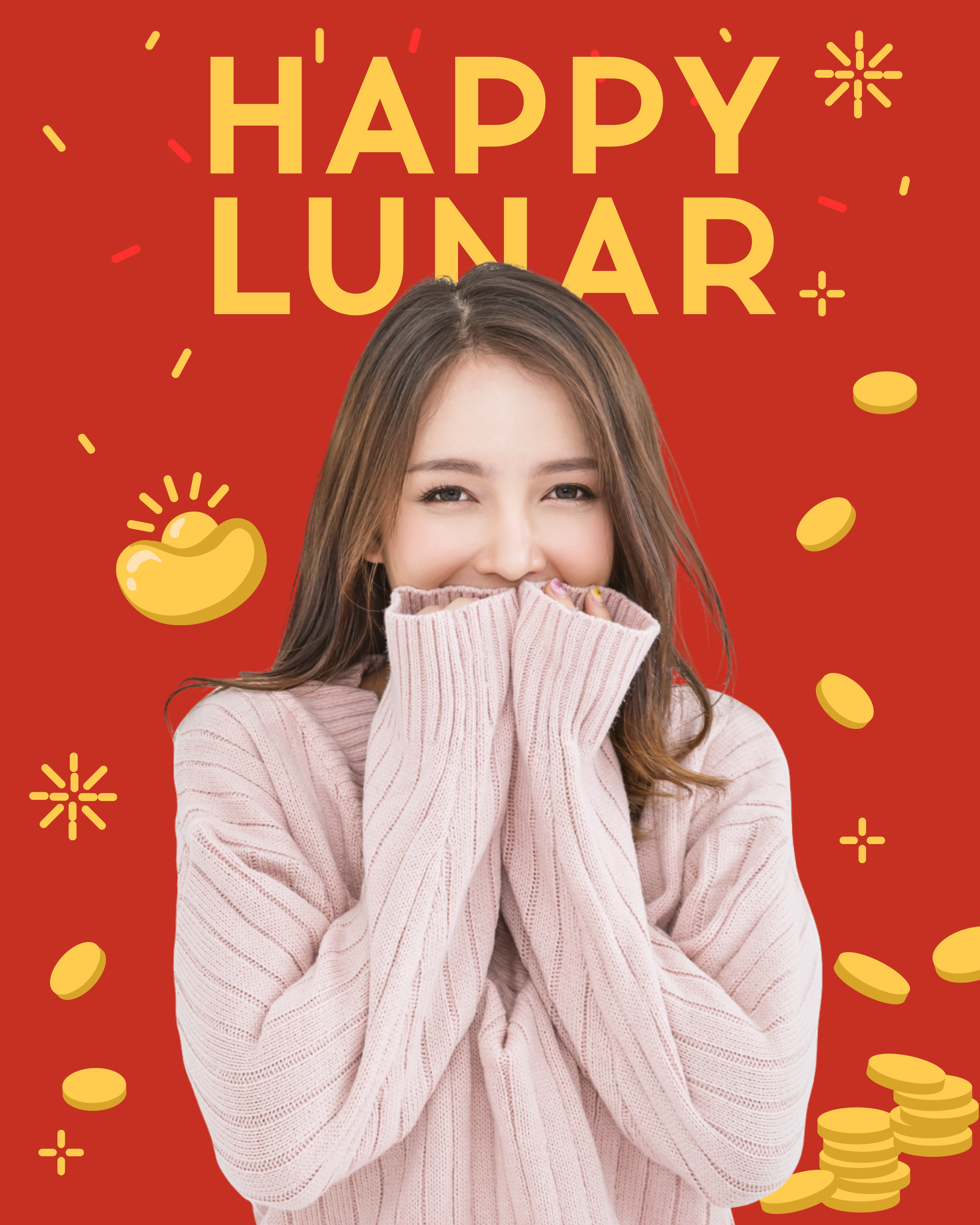 Joyful Lunar Celebration Red Poster Design