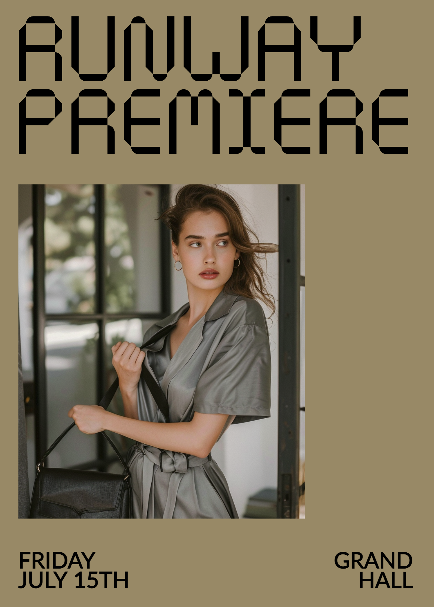 Chic Runway Premiere Invitation in Olive Style