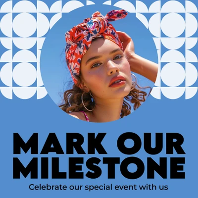 Template Celebrate Milestone Instagram-Square Post in Blue