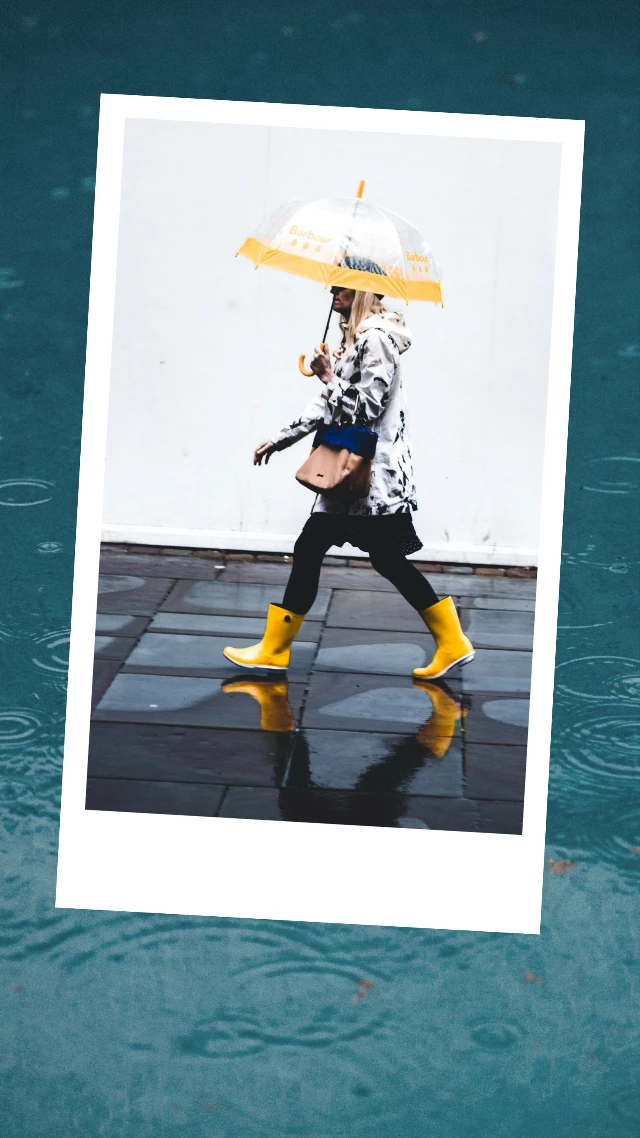 Rainy Day Chic Poster with Yellow Accents