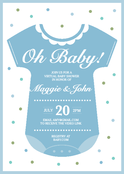 Template Blue Baby Shower Invitation Onesie Design
