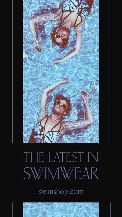 Template Chic Blue Swimwear Collection Poster Design