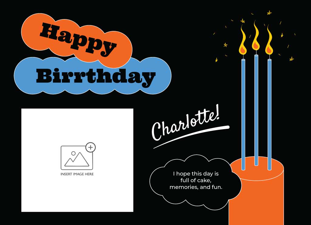 Vibrant Black and Orange Birthday Poster Design