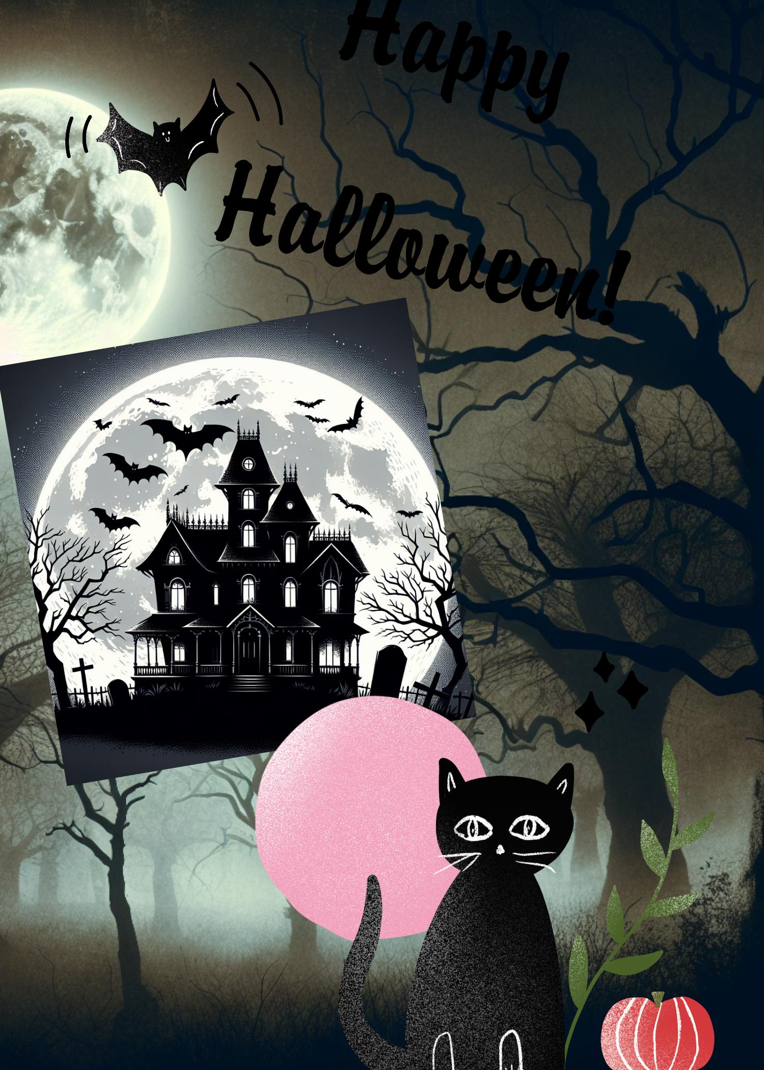 Chic Pink and Black Halloween Poster Design