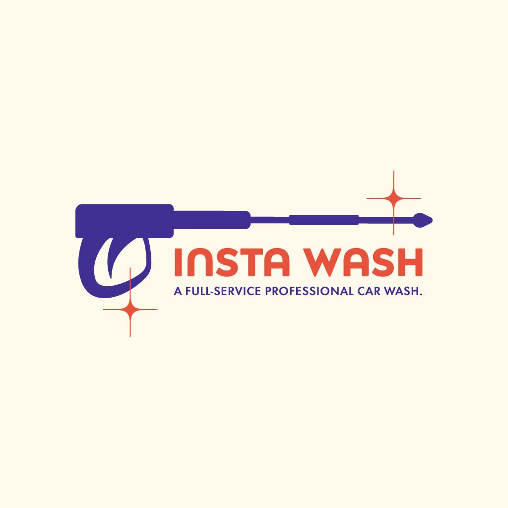 Sleek Orange and Purple Car Wash Ad