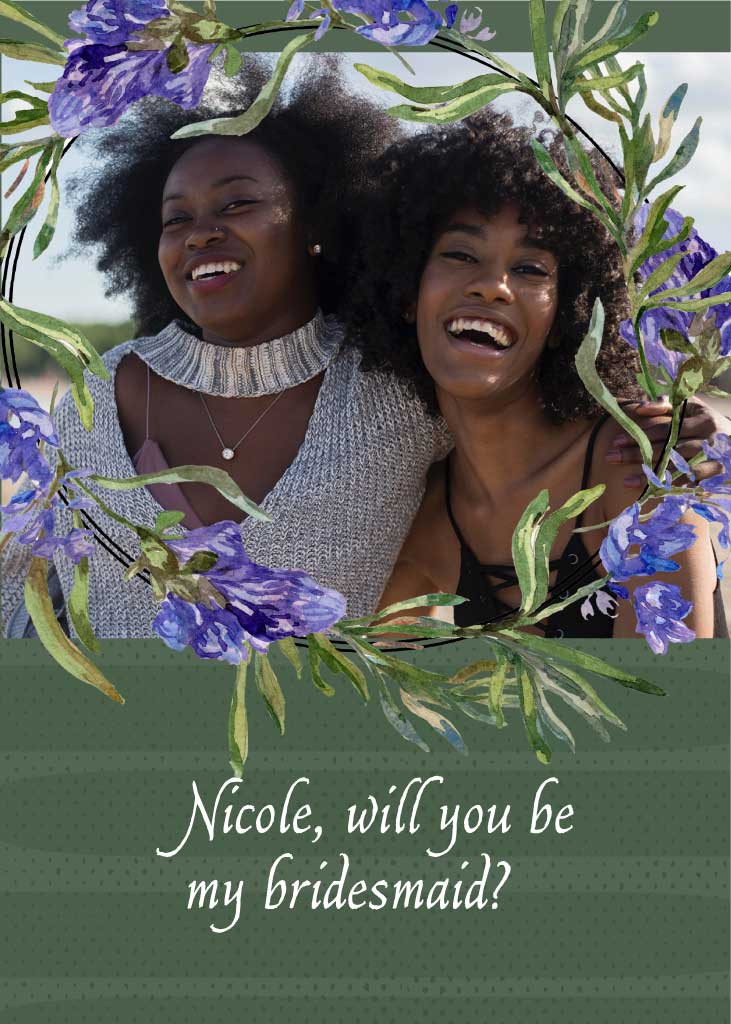 Template Elegant Green and Blue Bridesmaid Invitation Poster