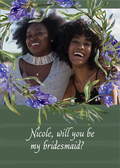 Template Elegant Green and Blue Bridesmaid Invitation Poster