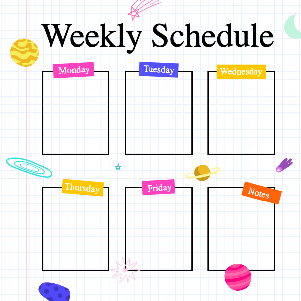 Template Colorful Weekly Planner Post Template