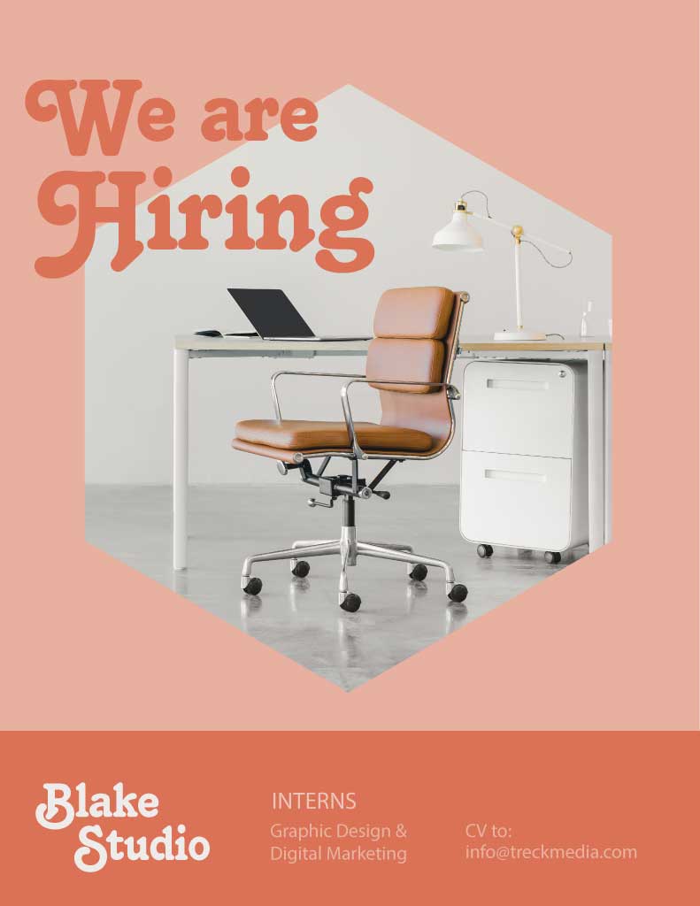 Sleek Coral and White Hiring Poster Design